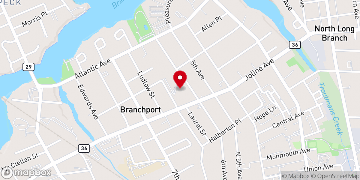 Map showing location of Long Branch Covenant Church