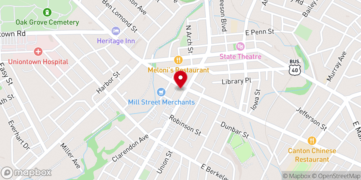 Map showing location of Trinity United Presbyterian Church