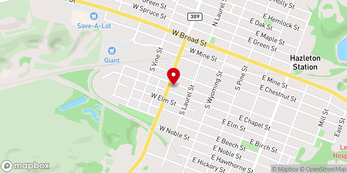 Map showing location of Hazleton Imaging
