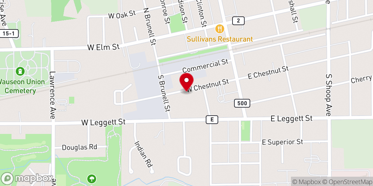 Map showing location of Wauseon Spanish Seventh-Day Adventist Church