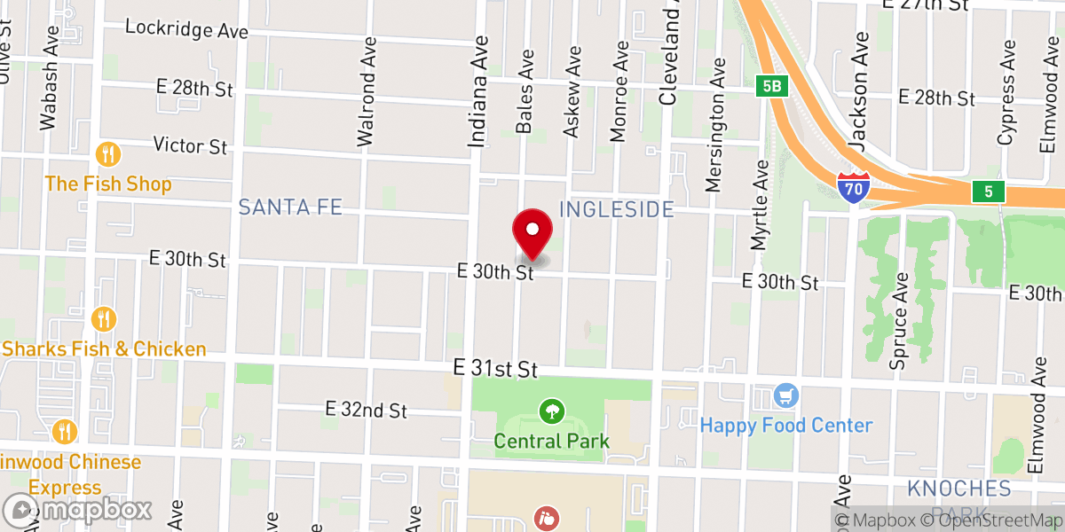 Map showing location of Progressive Baptist Church