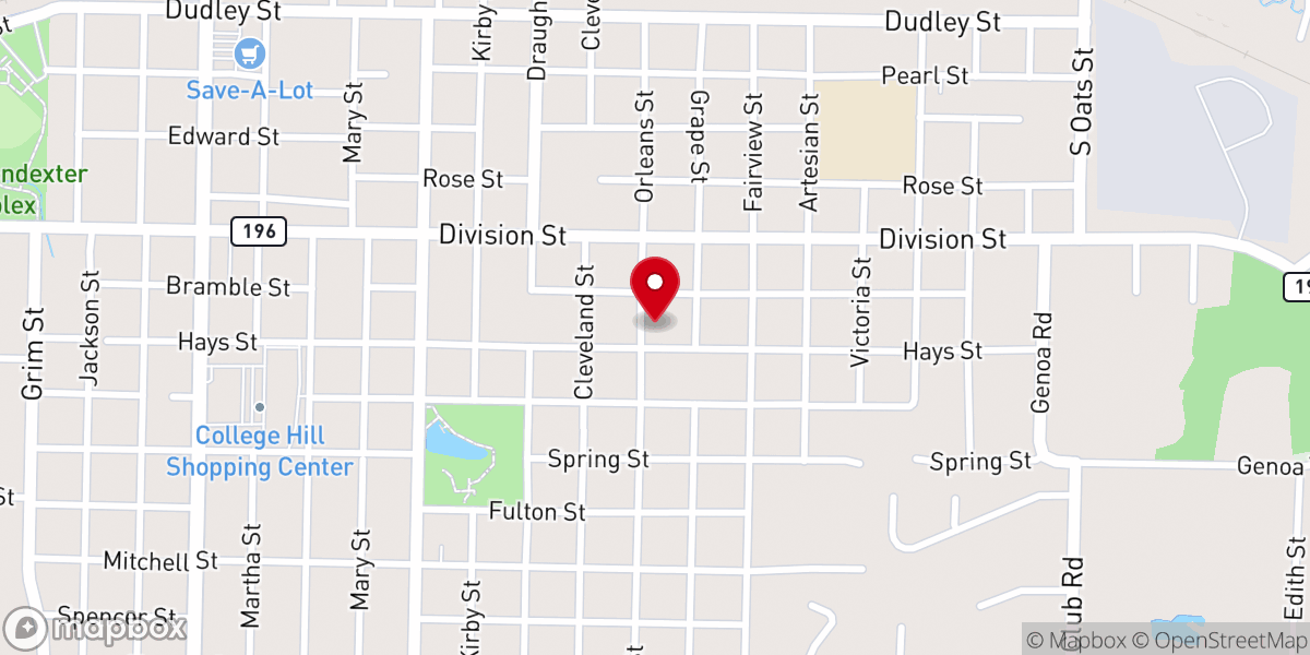 Map showing location of Calvary Baptist Church