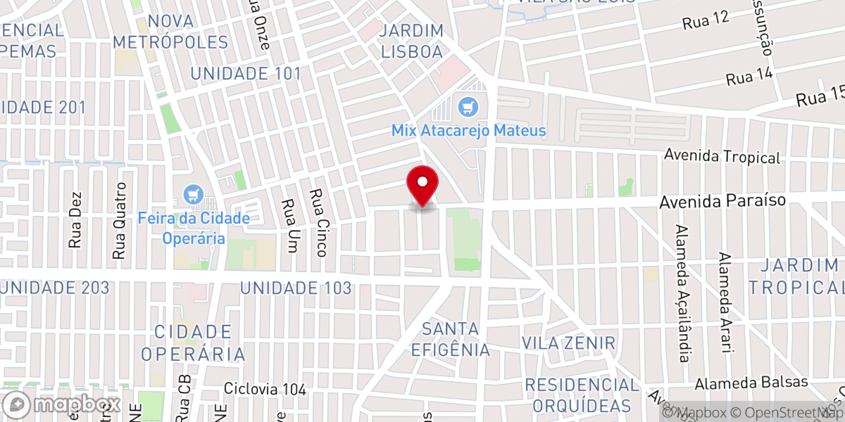 Map showing location of Igreja Batista Nacional Betel