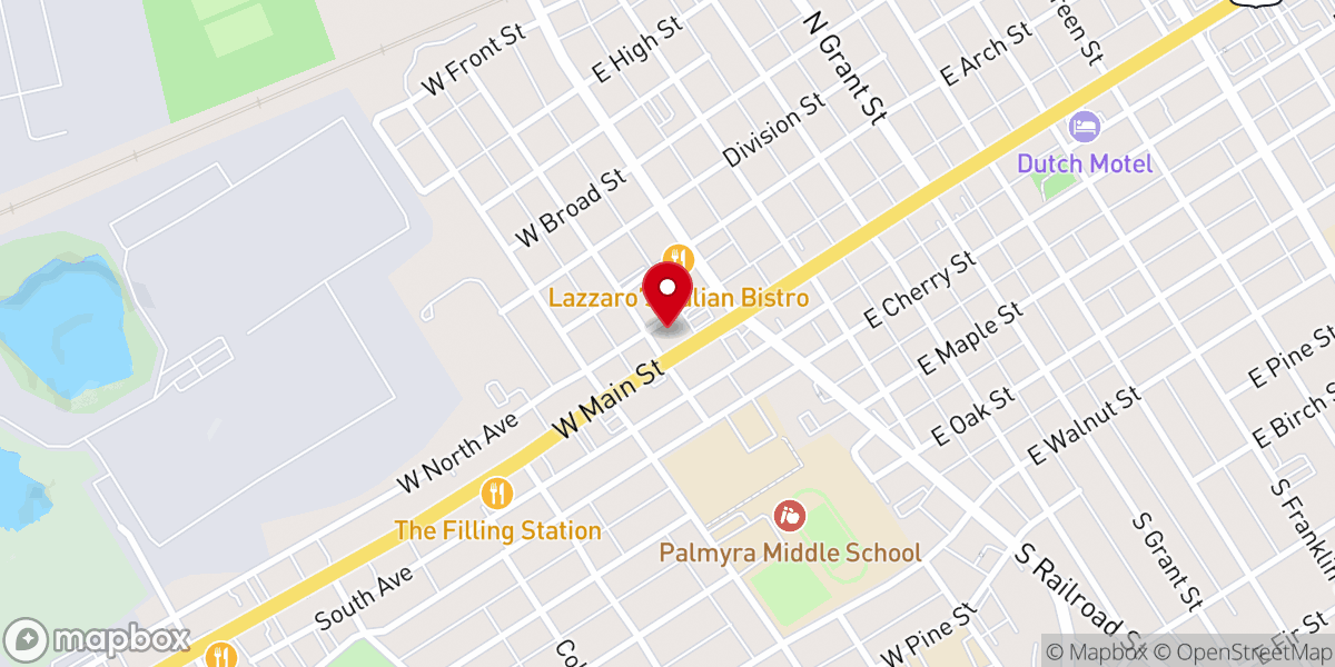Map showing location of Palmyra First Evangelical Congregational Church