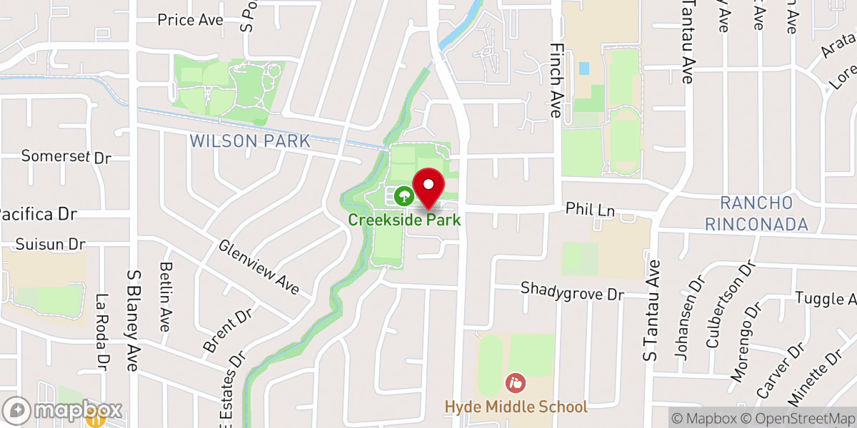 Map showing location of Creekside Bible Church