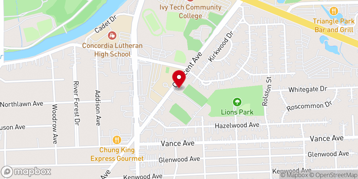 Map showing location of Unity of Fort Wayne Spiritual Center