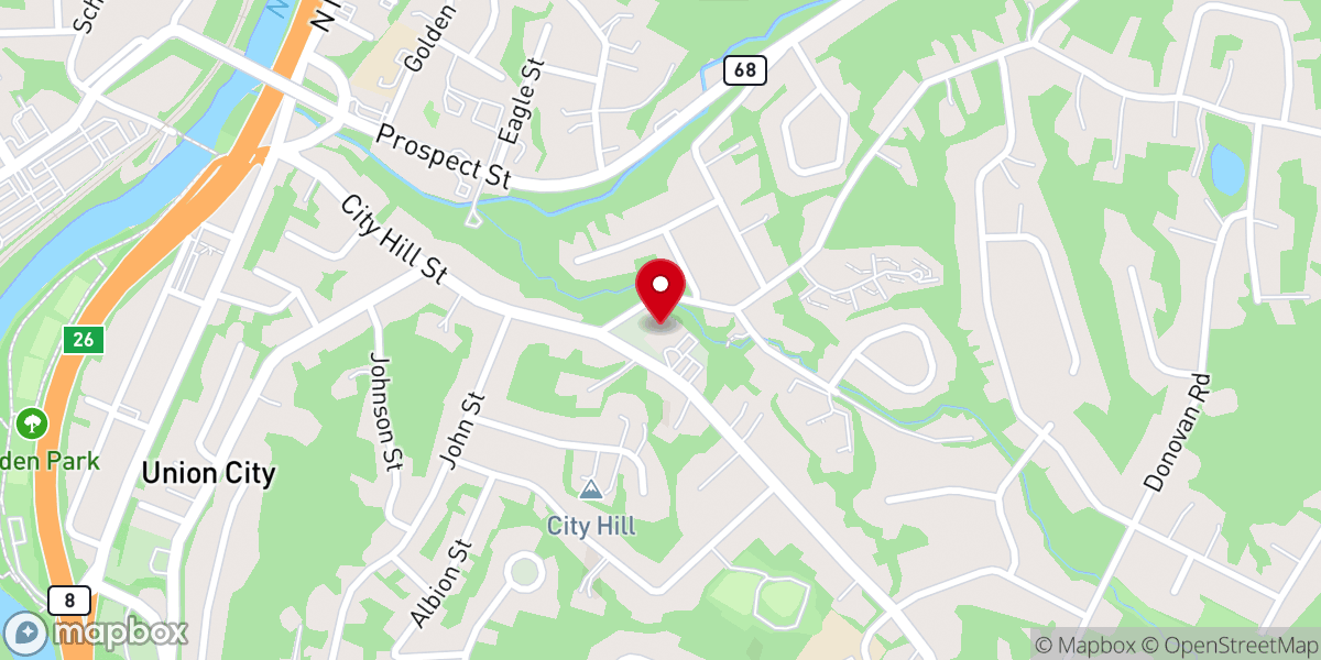 Map showing location of Pinebrook Assembly of God Church