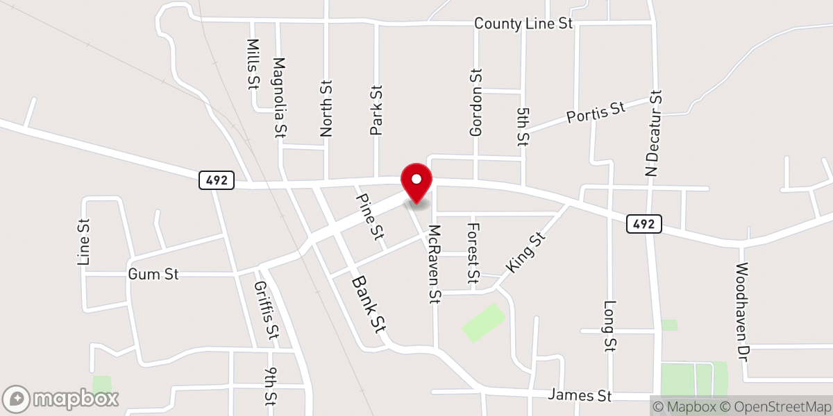 Map showing location of First Baptist Church