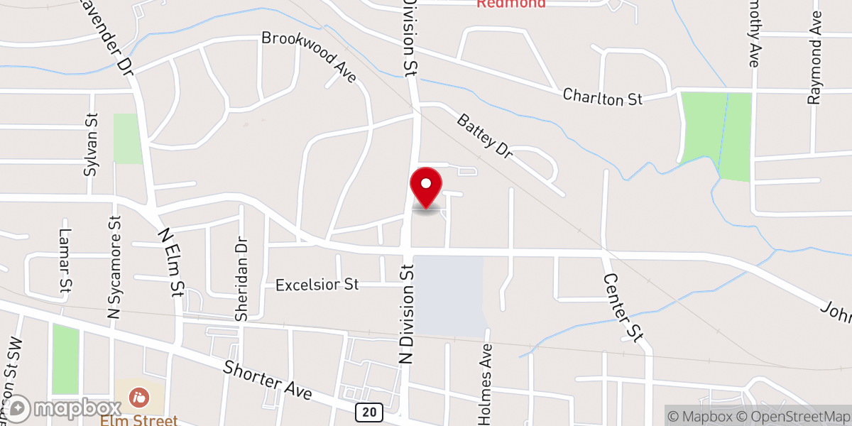 Map showing location of Pleasant Grove Baptist Church