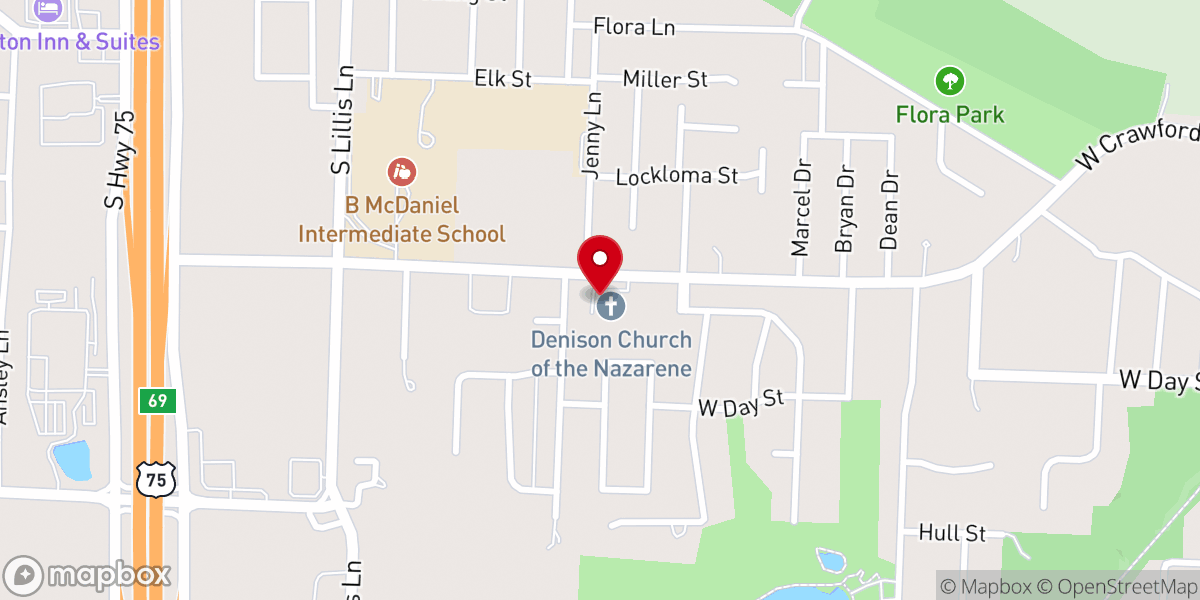 Map showing location of Denison Church of the Nazarene