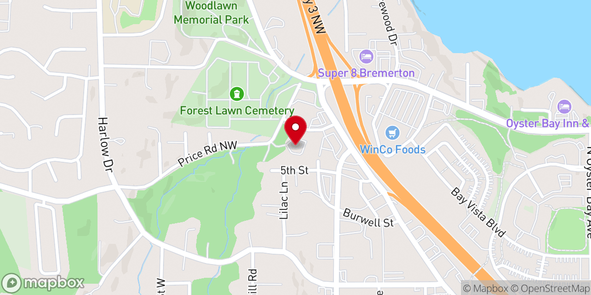 Map showing location of Bremerton Church of Christ