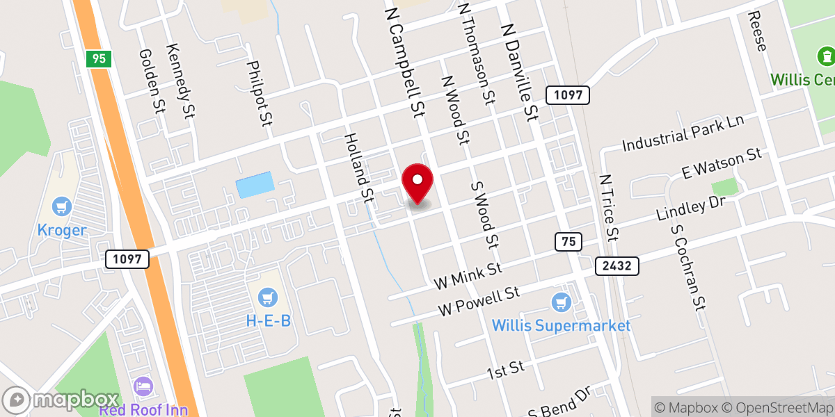 Map showing location of Willis Spanish SDA Church