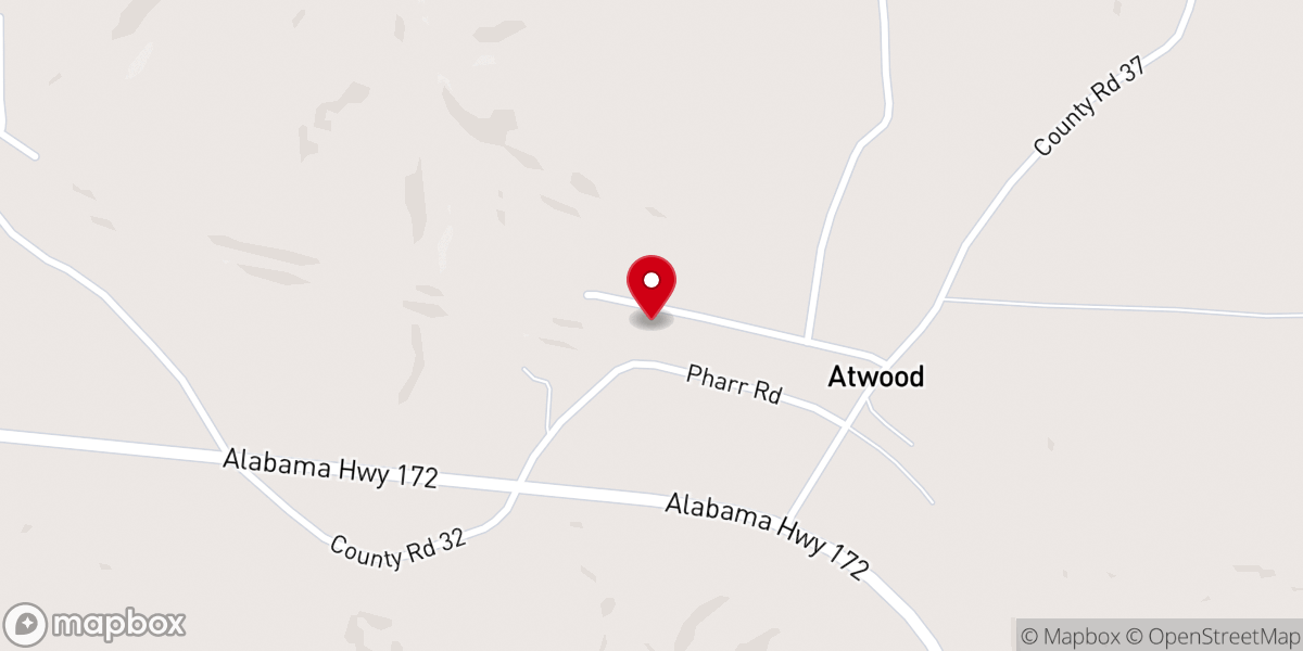 Map showing location of Atwood Church