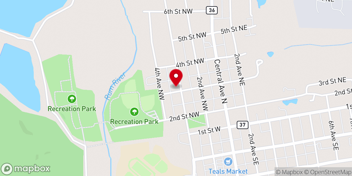 Map showing location of Milaca United Methodist Church