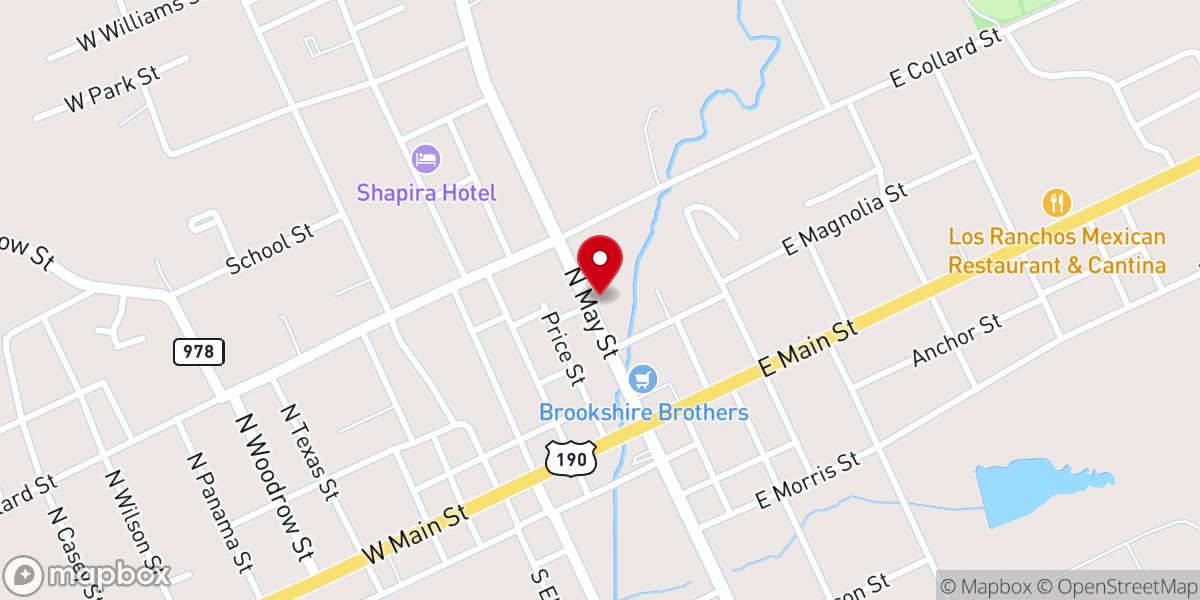 Map showing location of First Hispanic Baptist Church