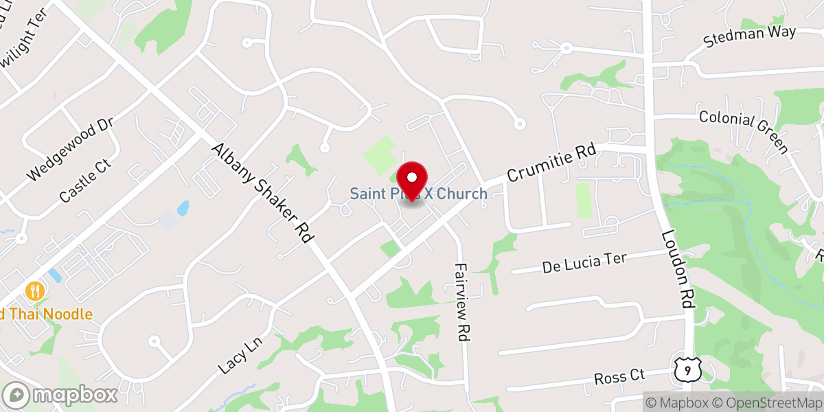Map showing location of St. Pius X Church