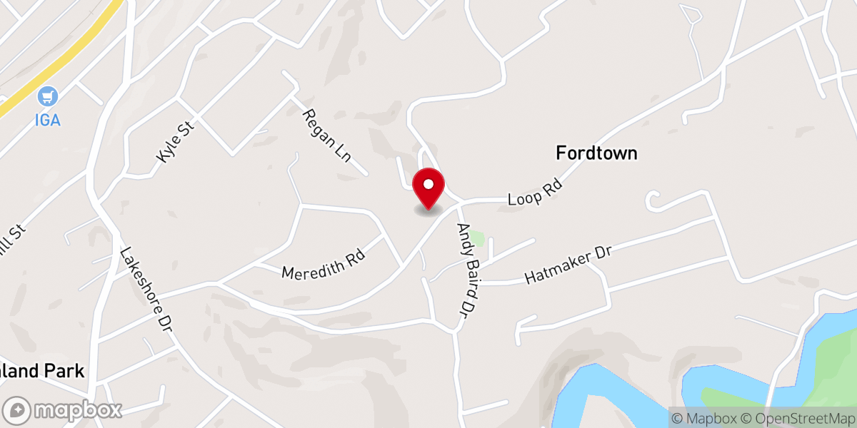 Map showing location of Fordtown Baptist Church