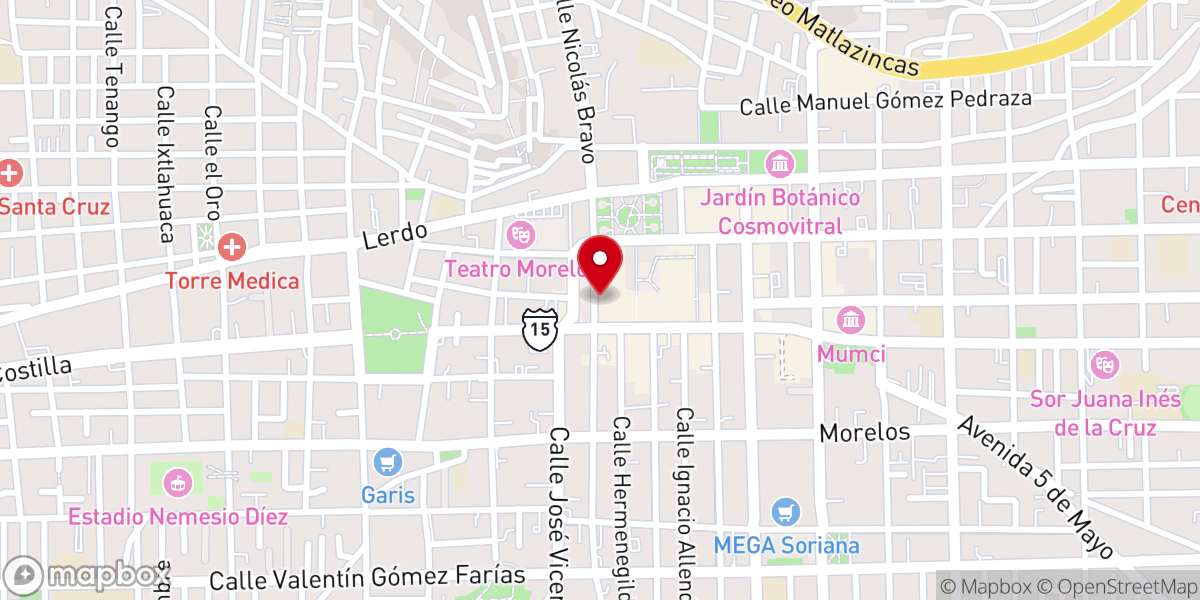 Map showing location of Tribunal Eclesiástico de Toluca