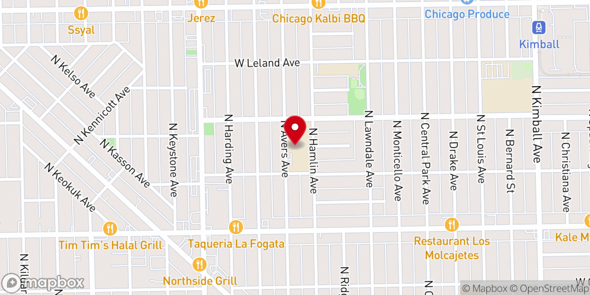 Map showing location of New Life Community Church Albany Park