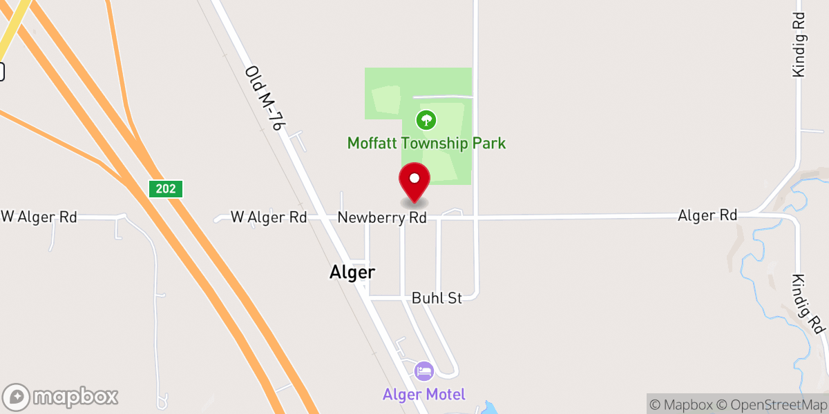 Map showing location of Alger United Methodist Church