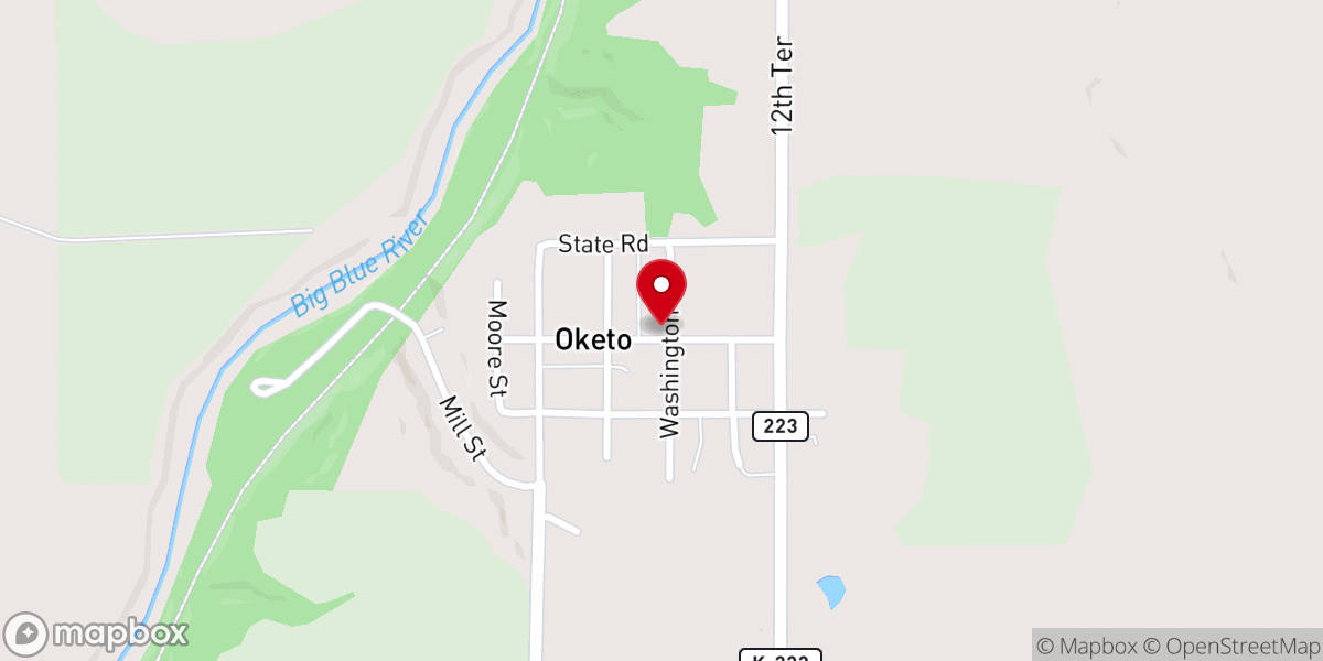Map showing location of Oketo Methodist Church
