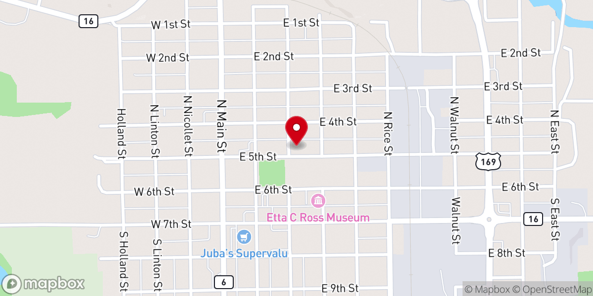 Map showing location of St Paul Lutheran Church