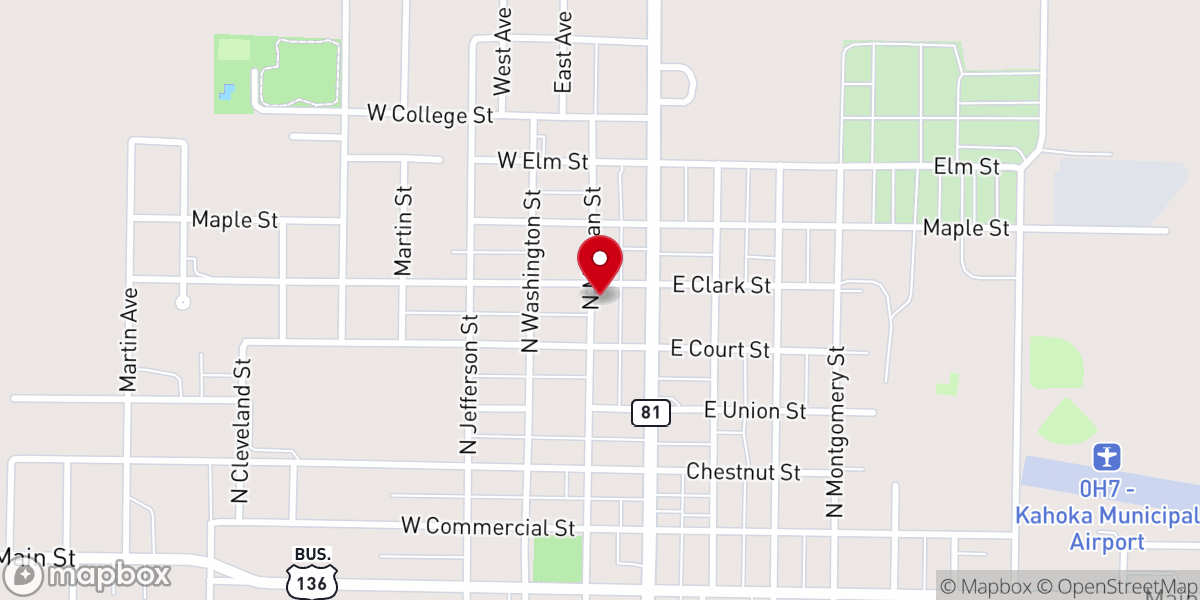 Map showing location of Kahoka Presbyterian Church