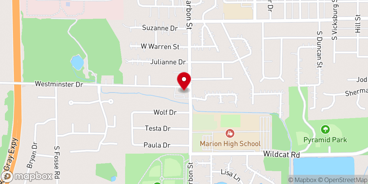 Map showing location of Good Shepherd Lutheran Church, Marion