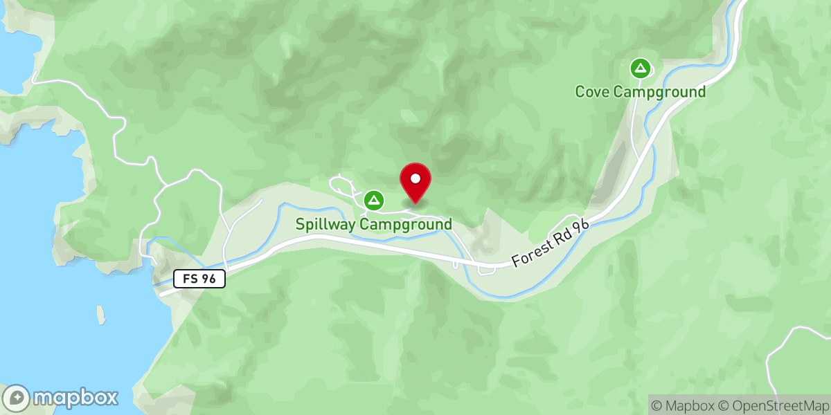 Map showing location of Spillway Campground, Eleven Mile Canyon