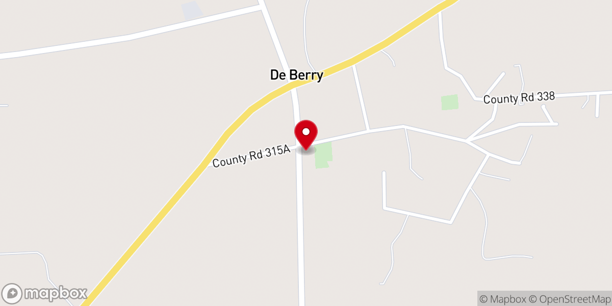 Map showing location of De Berry Baptist Church