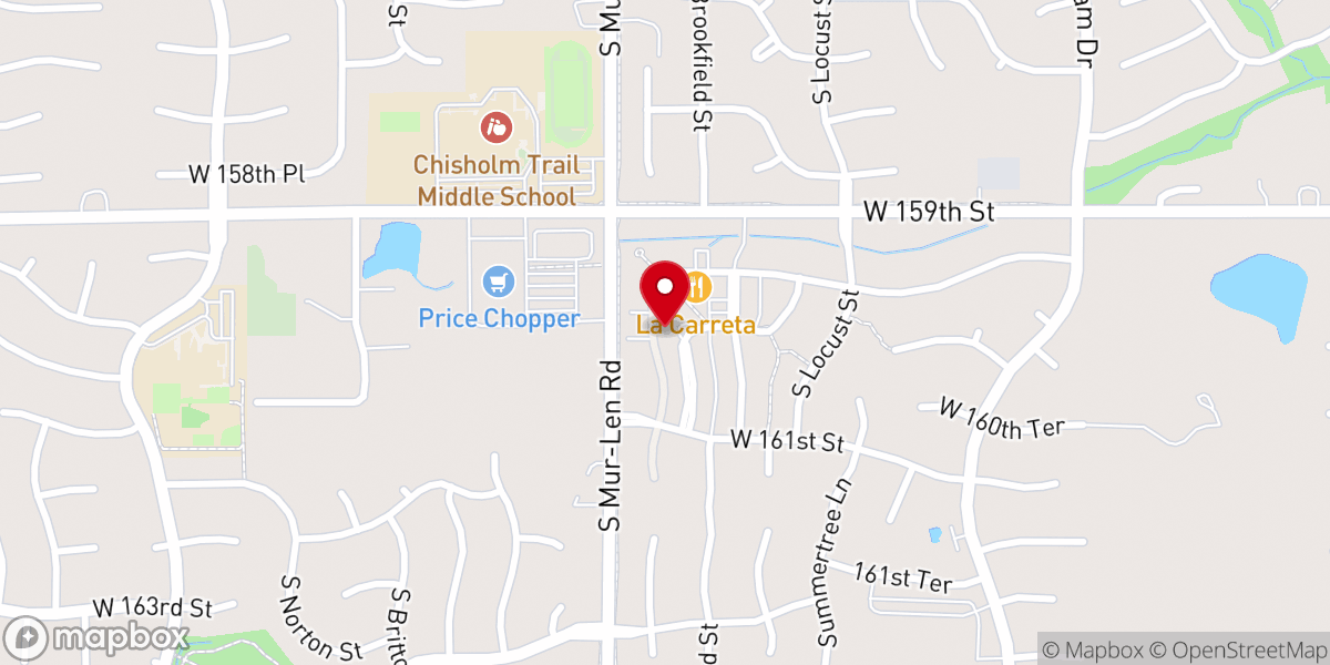 Map showing location of Grace Church, Olathe Campus Office