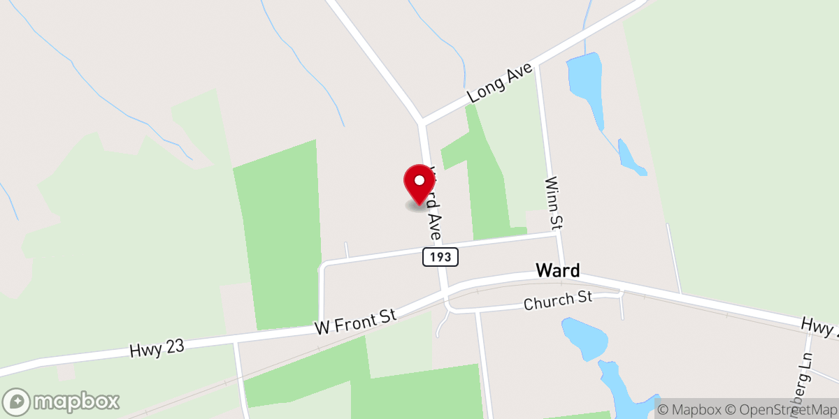 Map showing location of Ward Baptist Church
