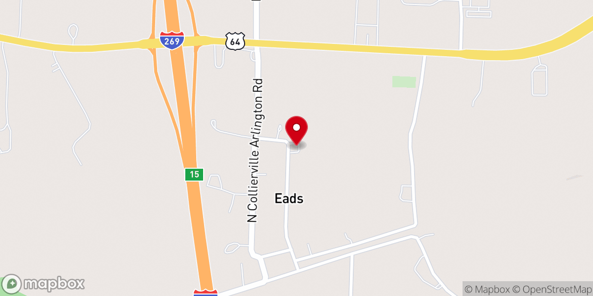 Map showing location of Eads Baptist Church