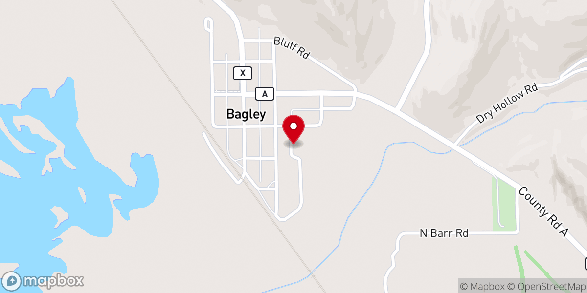 Map showing location of Bagley Village Hall