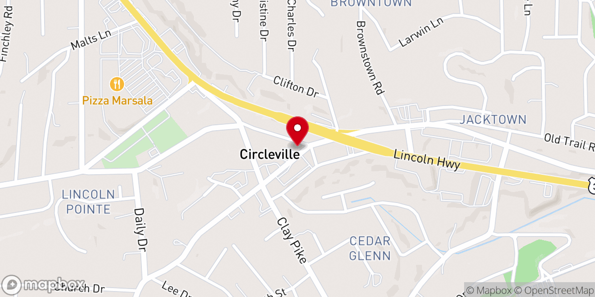Map showing location of Circleville Church of N Huntingdon PA A Global Methodist Church