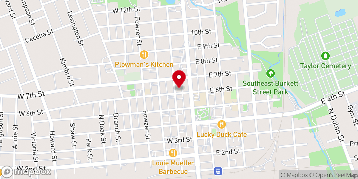 Map showing location of First Presbyterian Church of Taylor