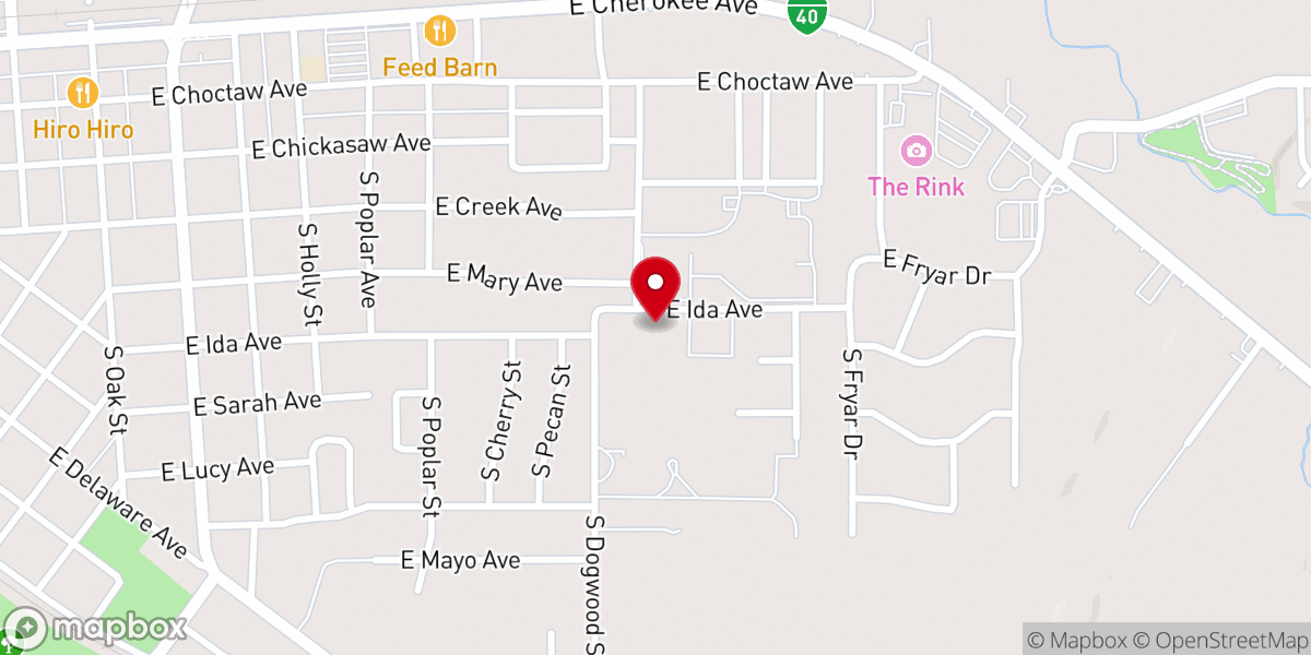 Map showing location of Eastside Baptist Church