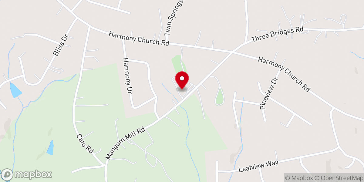 Map showing location of Harmony Hall Baptist Church