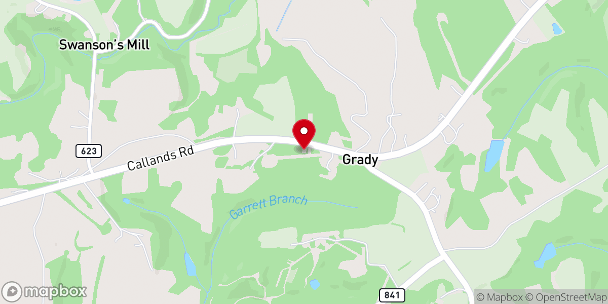 Map showing location of Schoolfield Primitive Baptist Church