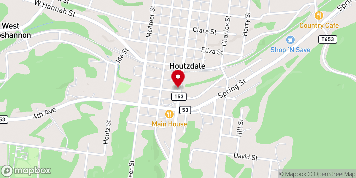 Map showing location of First Presbyterian Church