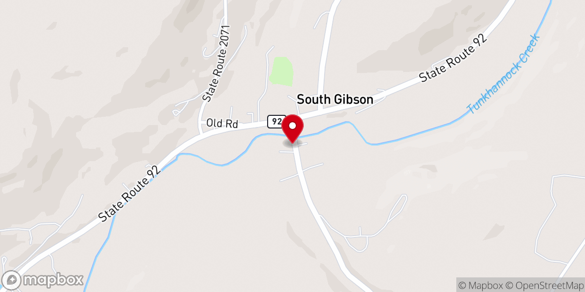 Map showing location of South Gibson United Methodist Church