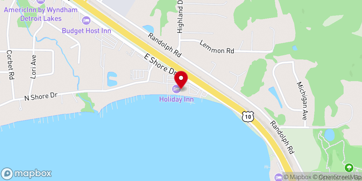Map showing location of Holiday Inn Detroit Lakes - Lakefront by IHG