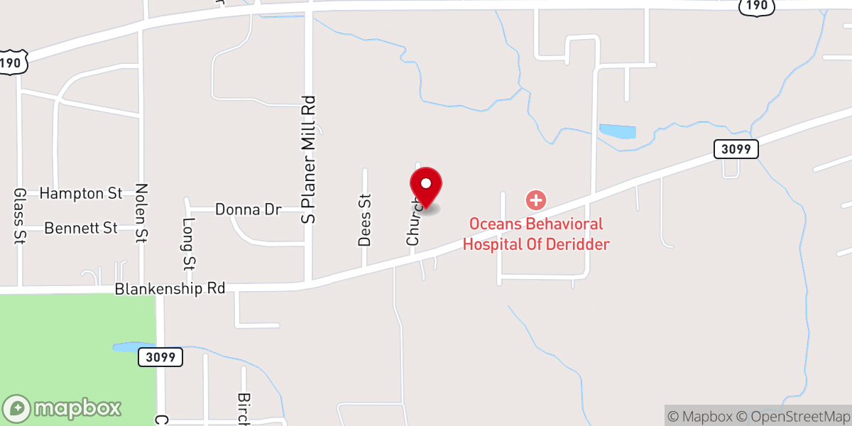 Map showing location of DeRidder Presbyterian Church