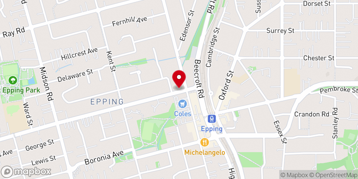 Map showing location of Epping Baptist Church