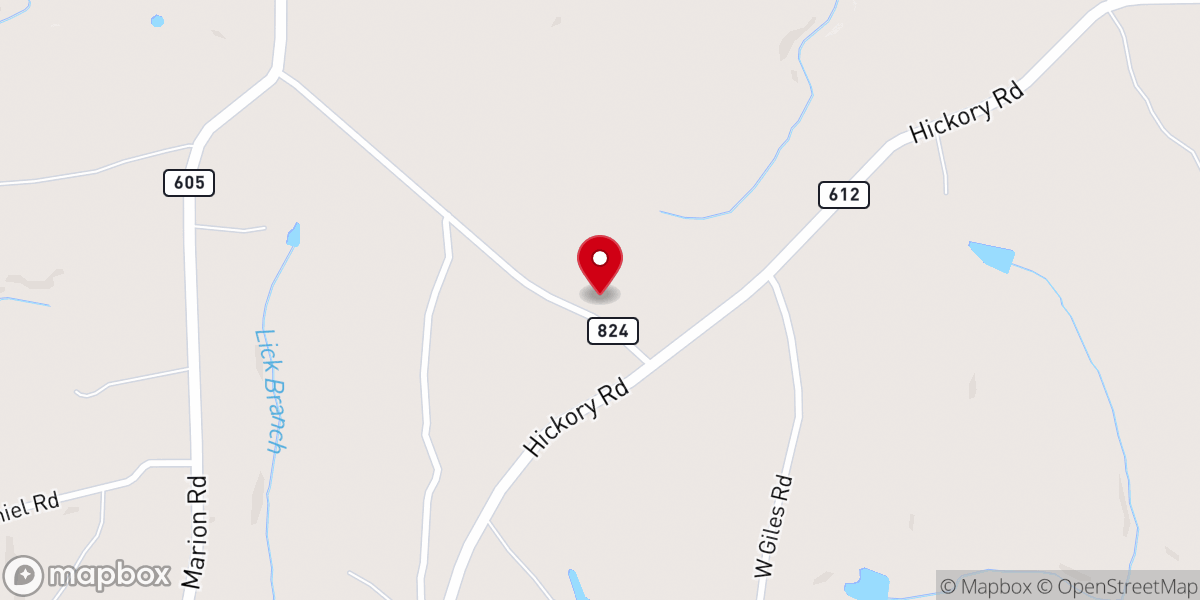 Map showing location of Rosebud Baptist Church