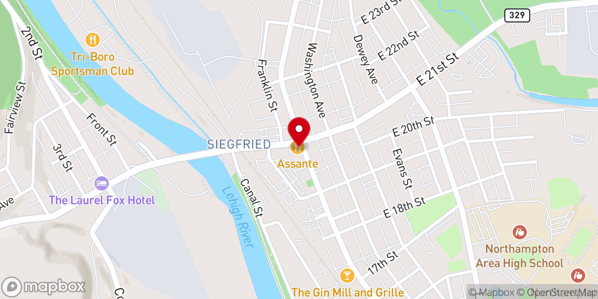 Map showing location of Assante Ristorante Italiano