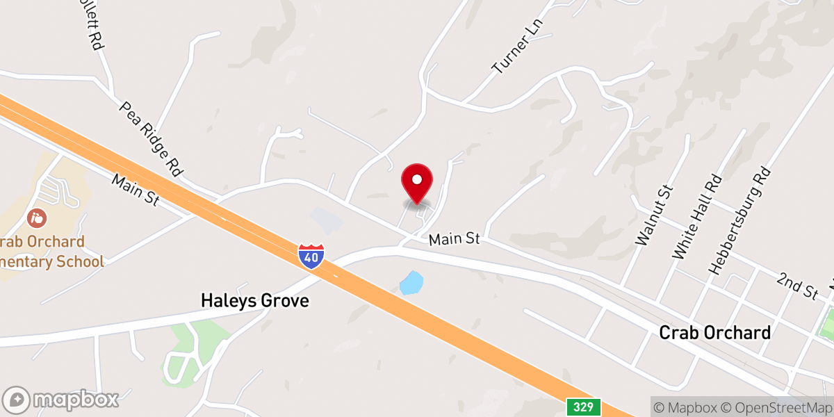 Map showing location of Crab Orchard Church of God of Prophecy