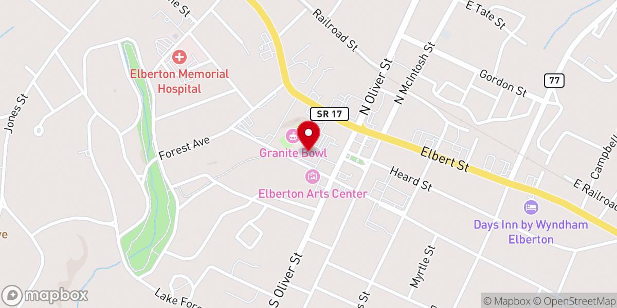 Map showing location of Elbert County Sheriff's Office