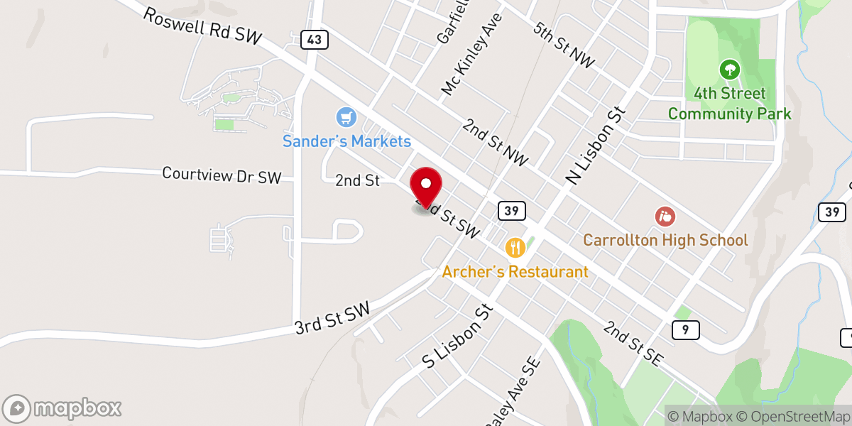 Map showing location of Carrollton United Presbyterian