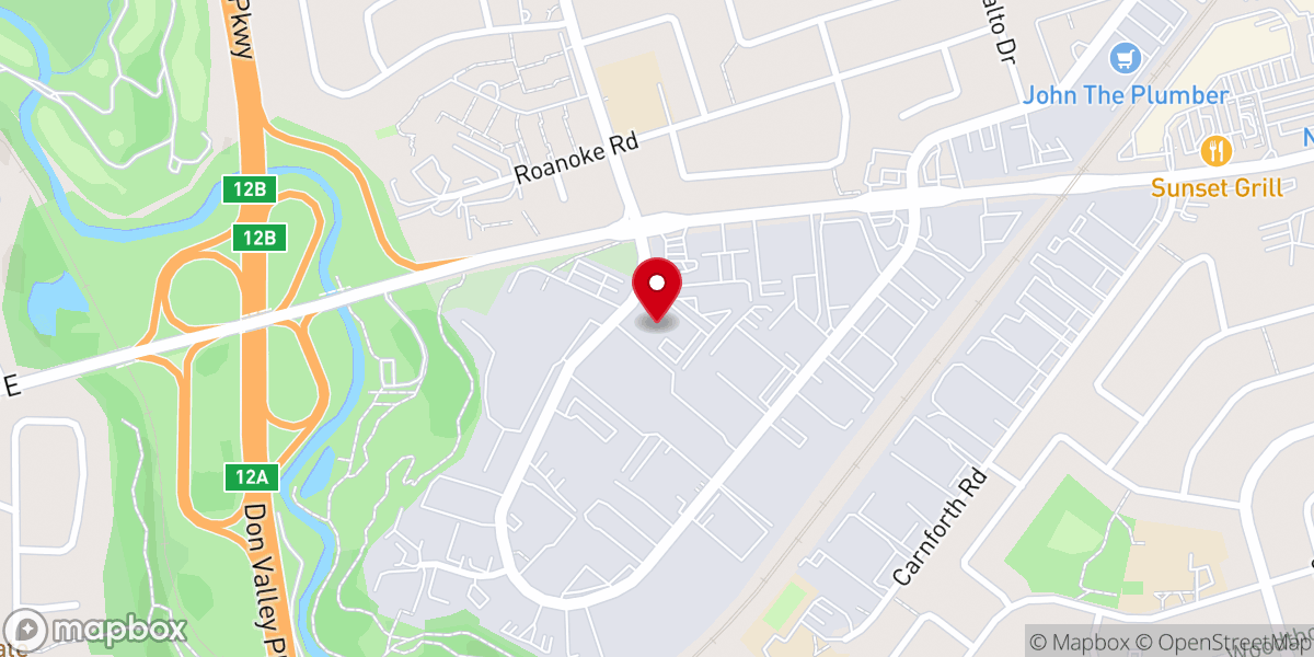 Map showing location of Toronto International Celebration Church
